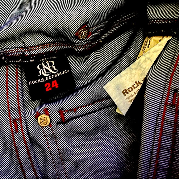 Rock & Republic Dark Wash Blue Jean Skirt Size 24 - Picture 5 of 7